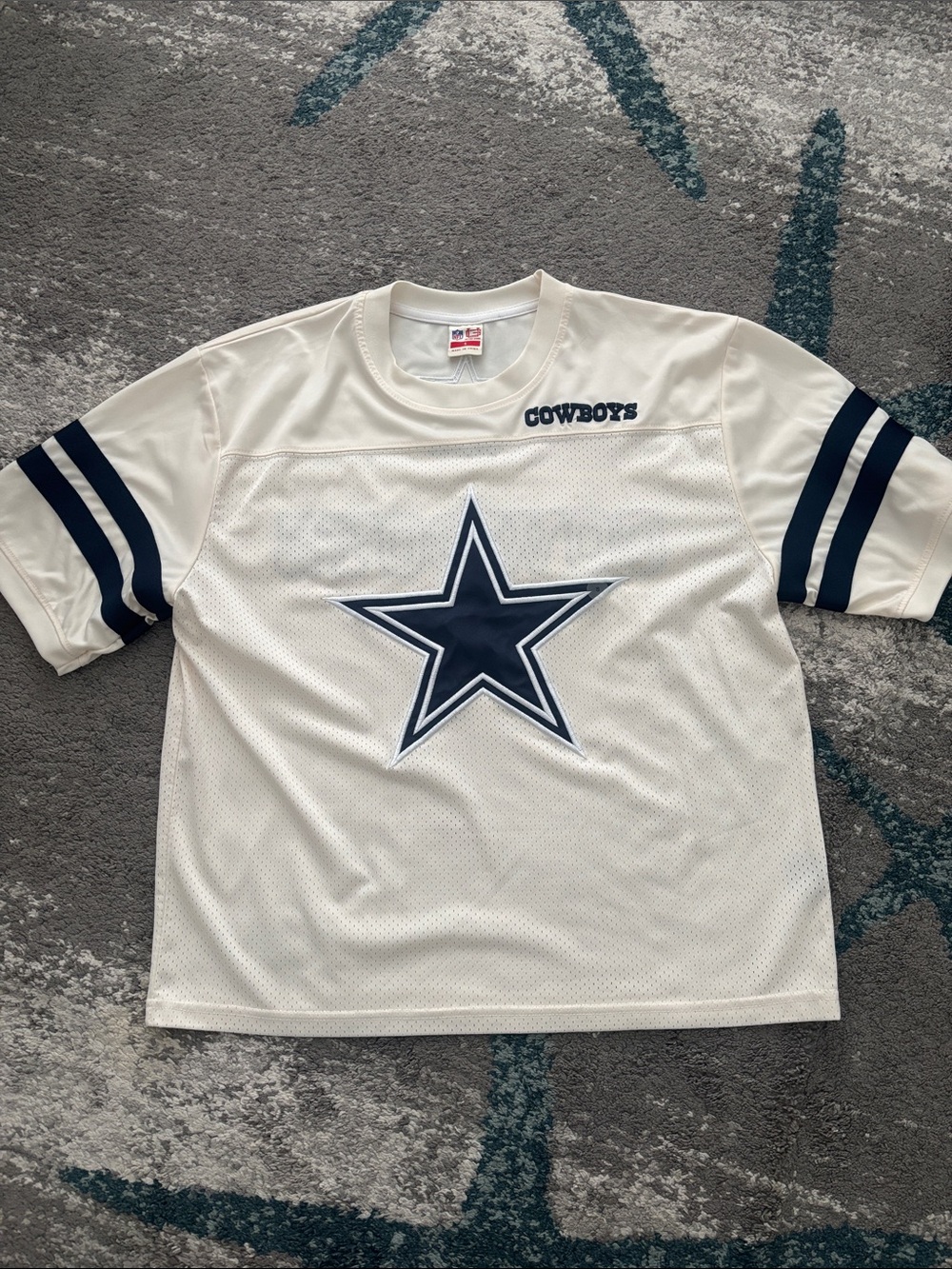 Women's Dallas Cowboys White & Navy Star Mesh Jersey